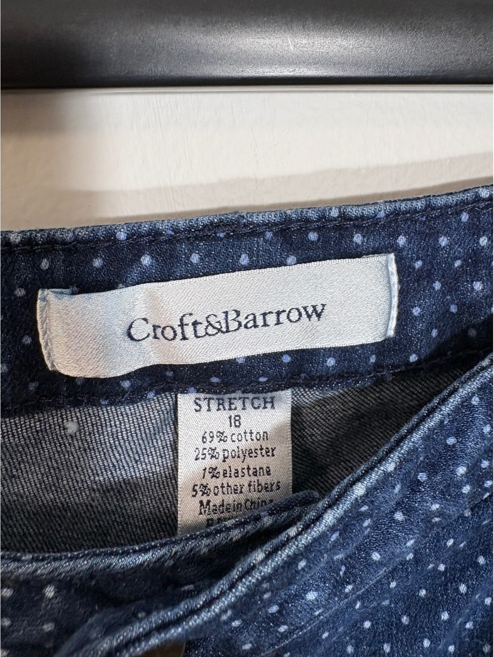 Croft & Barrow Polka Dot Denim Jeans Women's Size 18 Blue Stretch Straight Leg